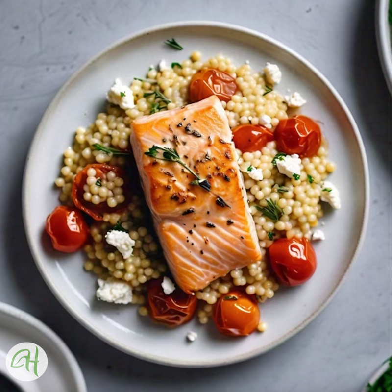 Salmon with Tomato and Feta Couscous