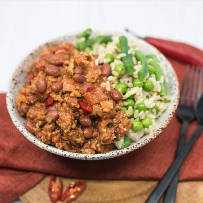 Chicken Chili with Brown Rice & Peas